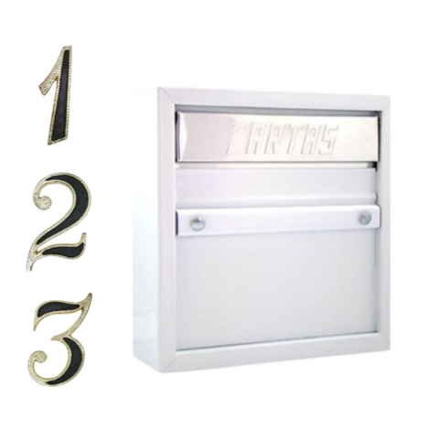 Caixa Correio Carta Grade/embutir Branca + 3 Números Pl Colonial