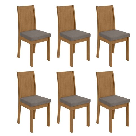 Kit 6 Cadeiras de Jantar Estofadas Athenas Bege Amêndoa Clean/Suede Animale Bege