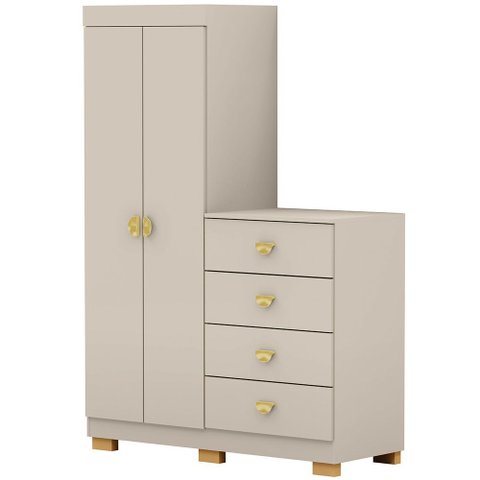 Cômoda para Quarto 2 Portas 4 Gavetas 120cm Tulsa V01 Fendi - Lyam Decor