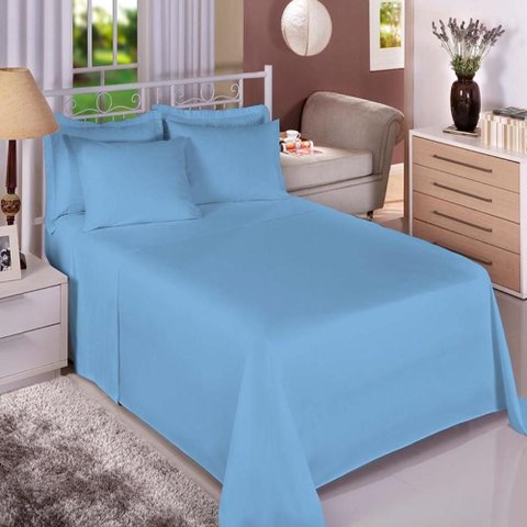 Jogo Cama Casal Algodão 130 Fios Liso Conforto Macio