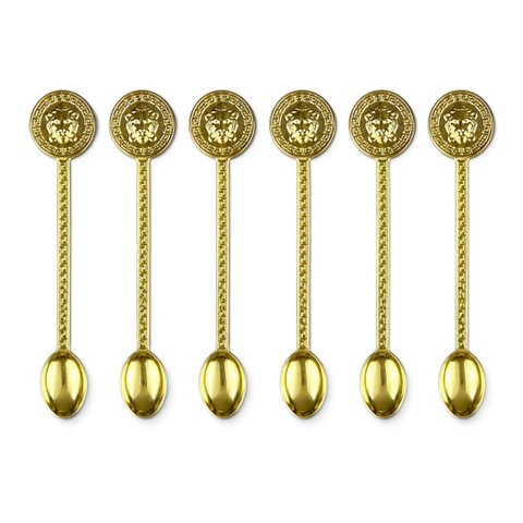 Jogo de 6 Colheres Versace Dourada com Enfeite na Base C: 13cm L: 03