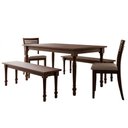 Ver imagem 2 de Mesa de Jantar 6 Lugares 160cm com 02 Bancos de Madeira e 02 Cadeiras Lazuli F06 Café - Lyam Decor