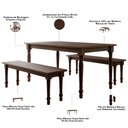 Ver imagem 5 de Mesa de Jantar 6 Lugares 160cm com 02 Bancos de Madeira e 02 Cadeiras Lazuli F06 Café - Lyam Decor