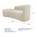 Ver imagem 3 de Recamier Curvo Orgânico 140cm 2 Lugares Lado Esquerdo para Sala de Estar Bouclé Paris Bege
