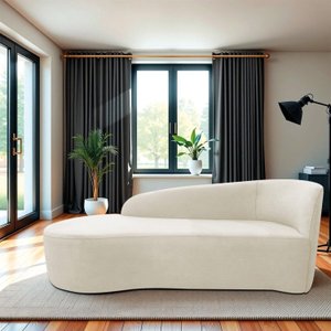 Recamier Curvo Orgânico 140cm 2 Lugares Lado Esquerdo para Sala de Estar Bouclé Paris