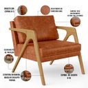 Ver imagem 4 de Kit 02 Poltronas Decorativa Para Sala Pietra Estrutura De Madeira L02 Couríssimo Camel - Lyam