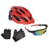 Capacete Bike Led Wild + luva e óculos ciclismo Esportivo - Vermelho - M - 1