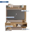 Ver mais imagens de Painel para TV até 65 Polegadas Ripado 183x150cm Marrom Moon