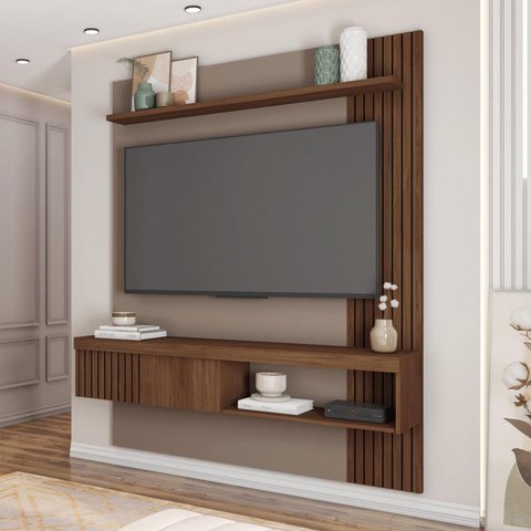 Painel Ripado para TV até 55 Polegadas 150CMX183CM Moon Marrom