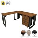 Ver imagem 7 de Mesa P/ Escritório em L Pés Metal C/ Gaveteiro Nogal Pr F5 Cor:nogal com Preto