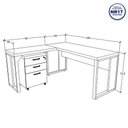 Ver imagem 4 de Mesa P/ Escritório em L Pés Metal C/ Gaveteiro Nogal Pr F5 Cor:nogal com Preto