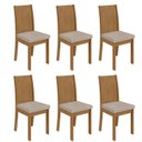 Ver imagem 1 de Kit 6 Cadeiras de Jantar Estofadas Athenas Amêndoa Clean/Veludo Naturale Creme