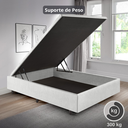 Ver mais imagens de Cama Box Baú Viúva 120x203x42cm Corino Linho com Pistão a Gás