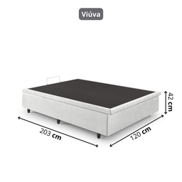 Cama Box Baú Viúva 120x203x42cm Corino Linho com Pistão a Gás - 4