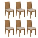 Ver imagem 1 de Kit 6 Cadeiras de Jantar Estofadas Athenas Marrom Amêndoa Clean/Linho Rinzai Bege