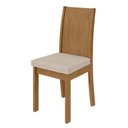 Ver imagem 3 de Kit 6 Cadeiras de Jantar Estofadas Athenas Marrom Amêndoa Clean/Linho Rinzai Bege