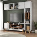 Ver imagem 1 de Estante Home para Tv até 65 Polegadas com 3 Portas Concept Yescasa Branco/Nogal