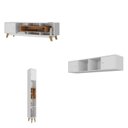 Ver imagem 4 de Estante Home para Tv até 65 Polegadas com 3 Portas Concept Yescasa Branco/Nogal