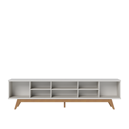 Rack Bancada Fortaleza 4 Portas Ripadas e Pés Retrô Off White Matte - Colibri - 3