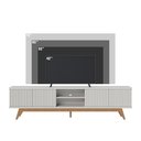 Ver imagem 2 de Rack Bancada Fortaleza 4 Portas Ripadas e Pés Retrô Off White Matte - Colibri