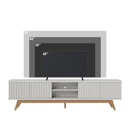 Rack Bancada Fortaleza 4 Portas Ripadas e Pés Retrô Off White Matte - Colibri - 2