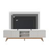 Rack Bancada Fortaleza 4 Portas Ripadas e Pés Retrô Off White Matte - Colibri - 2
