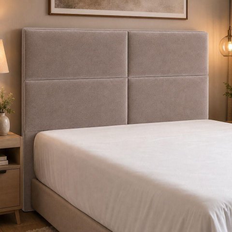 Cabeceira Estofada Clypea Queen Fixação no Box Madeira Maciça Veludo Avelã 160cm Sallar Home