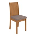 Ver imagem 6 de Conjunto Sala de Jantar 4 Lugares Redonda Tampo MDF Mesa Celebrare e Cadeiras Athenas Marrom Amêndoa Clean/Off White/Veludo Animale Bege