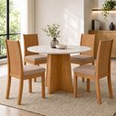 Ver imagem 1 de Conjunto Sala de Jantar 4 Lugares Redonda Tampo MDF Mesa Celebrare e Cadeiras Athenas