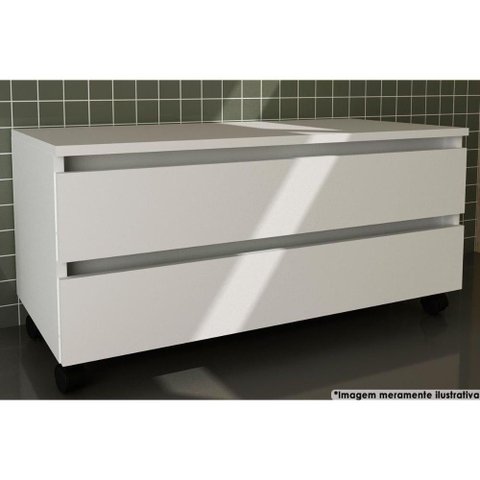 Gabinete de Banheiro Bn3603 2 Gavetas C/ Rodízio Cor Branco - Tecno Mobili