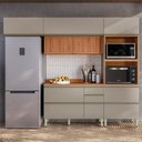 Ver imagem 2 de Cozinha Modulada Proença 4 Peças com Aéreo 120cm Ripado Nogueira Touch/nude Prime Tx - Demartêz