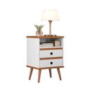 Ver imagem 4 de Conjunto 2 Mesas de Cabeceira Pés Palito Alan Branco / Freijó