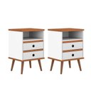 Ver imagem 1 de Conjunto 2 Mesas de Cabeceira Pés Palito Alan Branco / Freijó