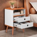 Ver imagem 5 de Conjunto 2 Mesas de Cabeceira Pés Palito Alan Branco / Freijó