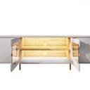 Ver imagem 3 de Rack para Tv até 75 Polegadas Juquehy 4 Portas com Vidro e Led Off White/cinamomo - Móveis Bechara