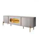 Ver imagem 2 de Rack para Tv até 75 Polegadas Juquehy 4 Portas com Vidro e Led Off White/cinamomo - Móveis Bechara