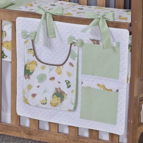 Porta Treco e Fralda Organizador Quarto de Bebê Menino Menina 1 Peça com Laço:dinossauro Verde