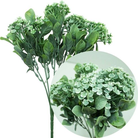 Kit 6 Plantas Kalanchoe Artificial Flor Branca Jardim 30cm
