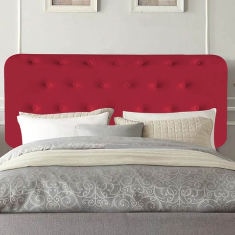 Painel Estofada Brenda Botonê 90cm Solteiro Para Cama Box Quarto Suede Vermelho - Amey Decor
