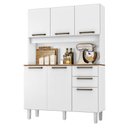 Ver imagem 1 de Armário para Cozinha Kit Pop 120 Cm 6 Portas 2 Gavetas Branco Fosco Brilho - Zanzini