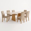 Ver imagem 2 de Conjunto de Mesa 6 Lugares com 6 Cadeiras Lyra MDF 160x80cm Cinamomo e Off White