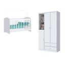 Ver imagem 2 de Quarto de Bebê Completo Guarda Roupa 3 Portas 2 Gavetas com Berço 3 em 1 Abracadabra Espresso Móveis Branco