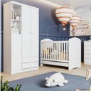 Ver imagem 1 de Quarto de Bebê Completo Guarda Roupa 3 Portas 2 Gavetas com Berço 3 em 1 Abracadabra Espresso Móveis Branco