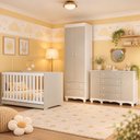 Ver imagem 1 de Quarto de Bebê Completo com Berço Americano 3 em 1 p/Colchão 130x70cm Flor Multimóveis MP4936