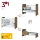 Ver imagem 4 de Quarto de Bebê Completo Guarda Roupa 3 Portas 2 Gavetas com Berço 3 em 1 Abracadabra Espresso Móveis Branco/Rústico