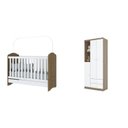 Ver imagem 2 de Quarto de Bebê Completo Guarda Roupa 3 Portas 2 Gavetas com Berço 3 em 1 Abracadabra Espresso Móveis Branco/Rústico