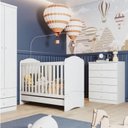 Ver imagem 1 de Quarto de Bebê Completo Cômoda 5 Gavetas com Berço 3 em 1 Abracadabra Espresso Móveis Branco
