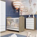 Ver imagem 1 de Quarto de Bebê Completo Cômoda 5 Gavetas com Berço 3 em 1 Abracadabra Espresso Móveis Branco/Rústico