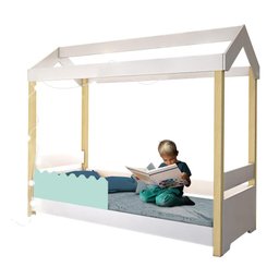Cama Montessoriana Infantil Montessoriana Solteiro com Led e Colchão Branco Menta Divaloto - 2