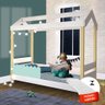 Cama Montessoriana Infantil Montessoriana Solteiro com Led e Colchão Branco Menta Divaloto - 1